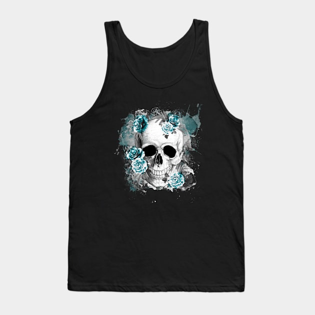Sage Tribe floral Skull With roses Tank Top by Collagedream
